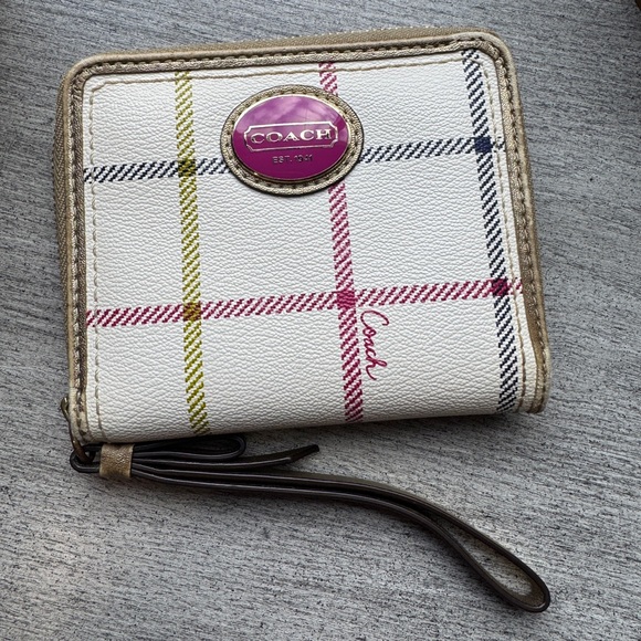 Coach Handbags - Low start rehab Coach Peyton Tattersall bi fold zip around small Wallet REHAB